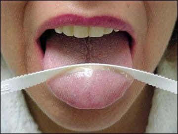 tongue scraping tongue scraper